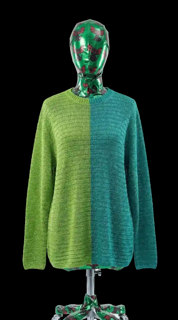 Праздничный вязаный свитер из итальянской пряжи с добавлением люрекса. Мягкий акрил даёт комфорт и лёгкость, а люрекс добавляет деликатное мерцание, которое красиво ловит свет и делает образ нарядным.
Идеален для праздников, вечеринок а также для случаев, когда хочется выглядеть ярко.